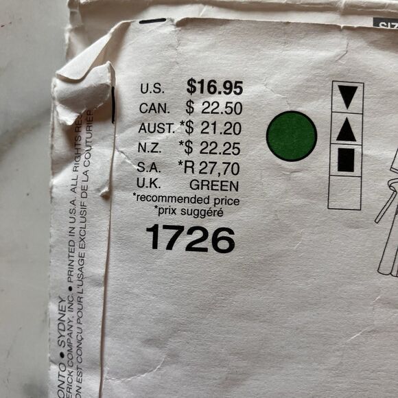 Uncut Vogue 1726 Women’s Dress Pattern Sizes 14, 16 Or 18 Multiple Styles - Picture 3 of 6